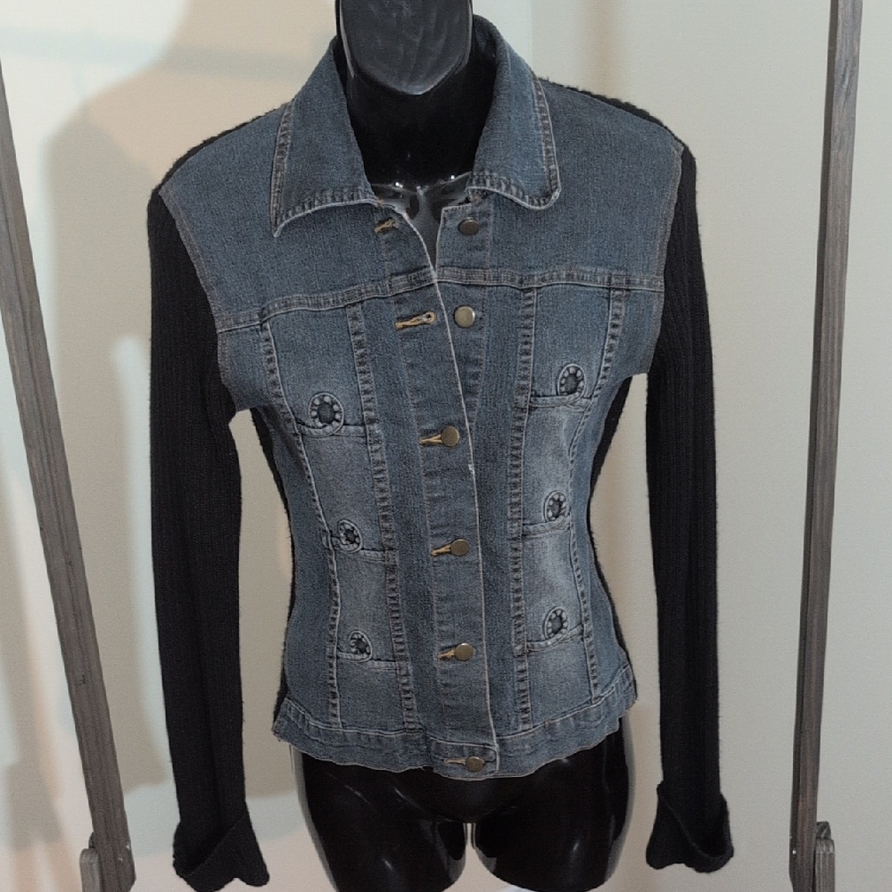 Historia | Vintage Denim and Black Knit Women's Jacket